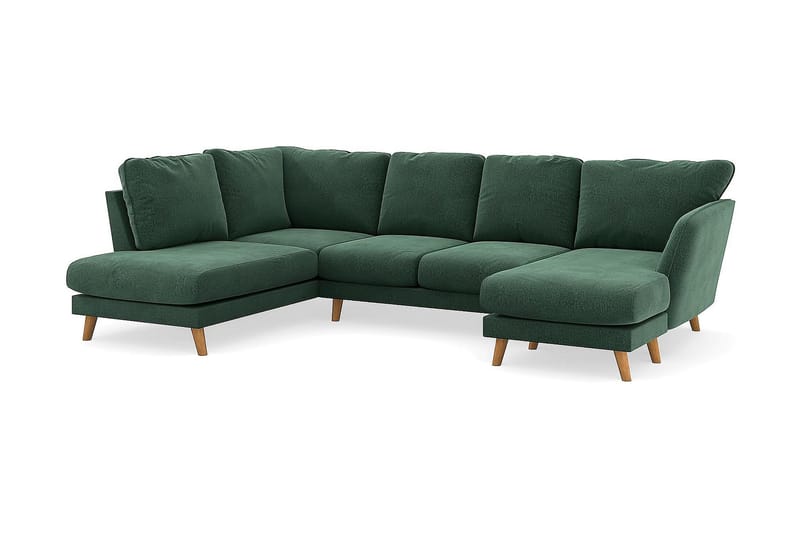 Trend Lyx U-soffa med Divan Höger - Grön Sammet - U-soffa