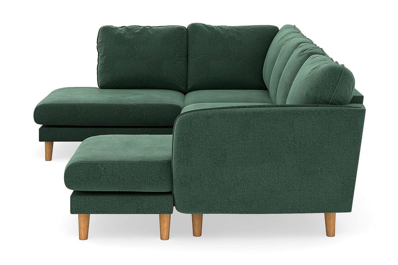 Trend Lyx U-soffa med Divan Höger - Grön Sammet - U-soffa