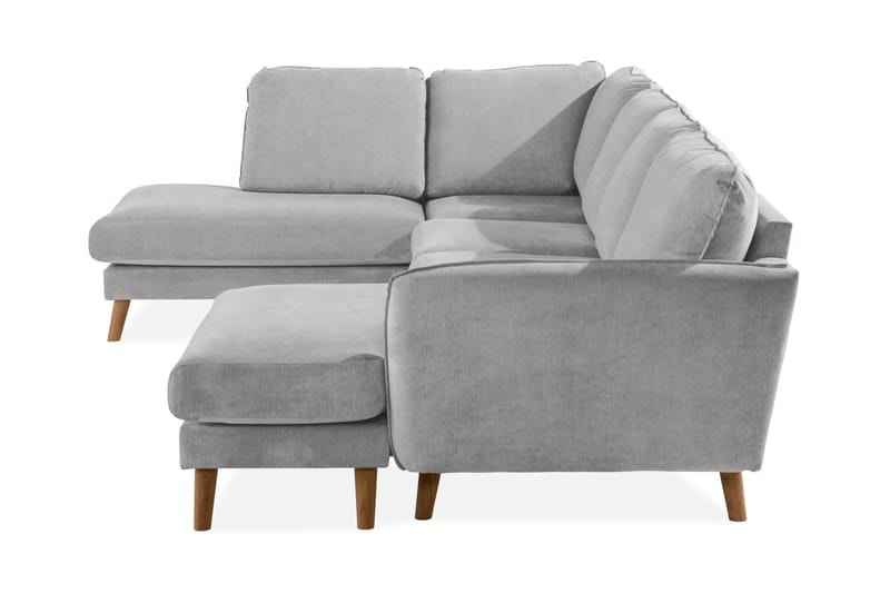 Trend Lyx U-soffa med Divan Höger - Ljusgrå/Ek - U-soffa