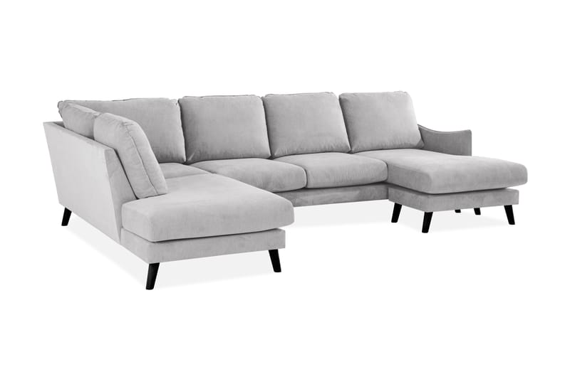 Trend Lyx U-soffa med Divan Höger - Ljusgrå/Svart - U-soffa