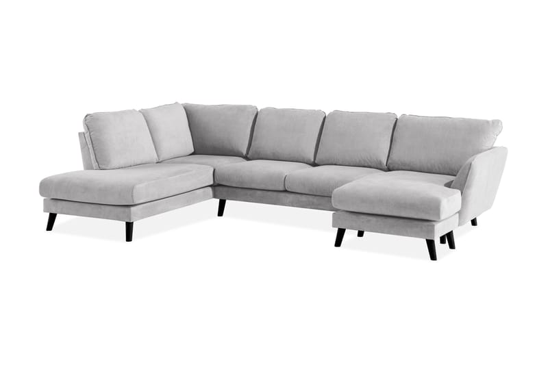 Trend Lyx U-soffa med Divan Höger - Ljusgrå/Svart - U-soffa