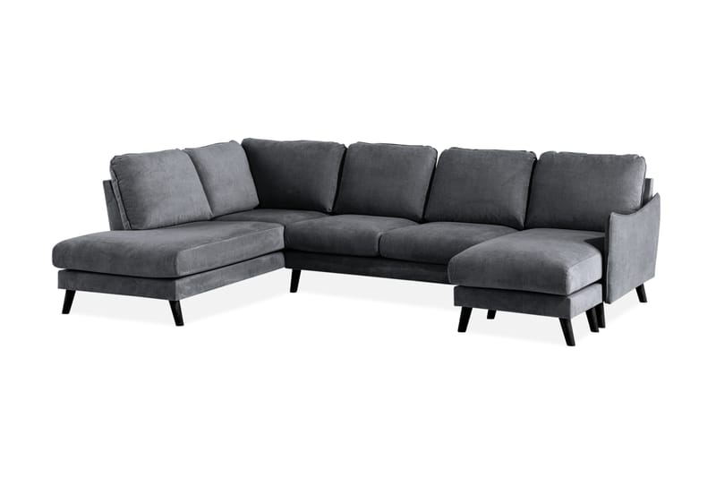 Trend Lyx U-soffa med Divan Höger - Mörkgrå/Svart - U-soffa