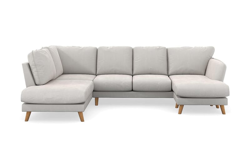 Trend Lyx U-soffa med Divan Höger - Vit Sammet - U-soffa