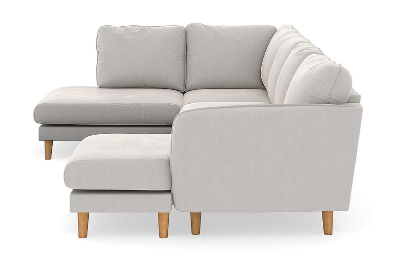 Trend Lyx U-soffa med Divan Höger - Vit Sammet - U-soffa