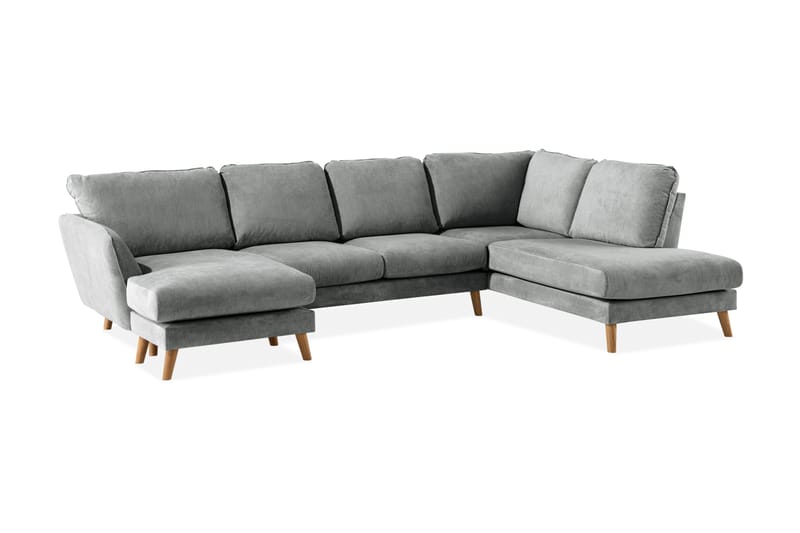 Trend Lyx U-soffa med Divan Vänster - Grå/Ek - U-soffa