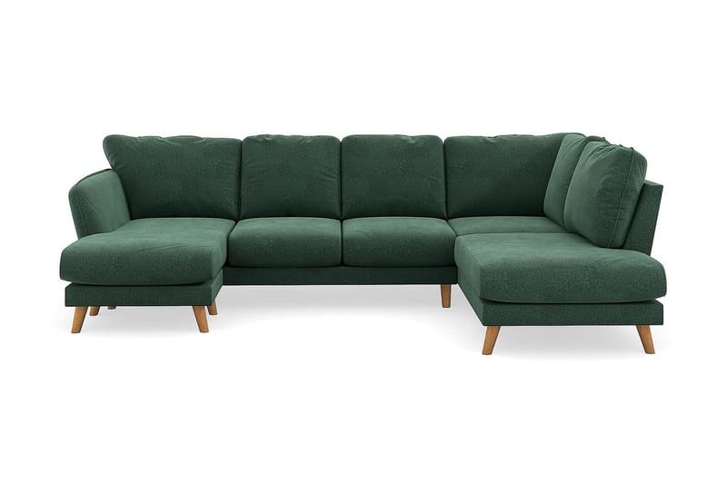 Trend Lyx U-soffa med Divan Vänster - Grön Sammet - U-soffa