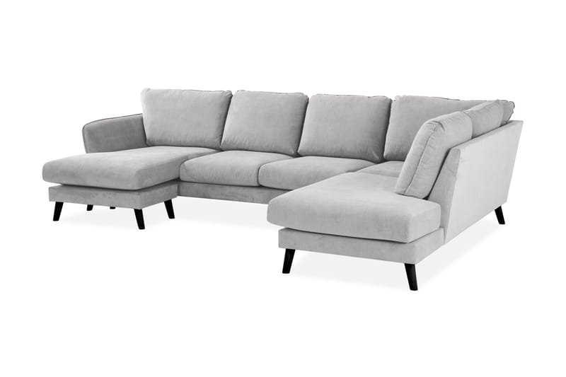 Trend Lyx U-soffa med Divan Vänster - Ljusgrå/Svart - U-soffa