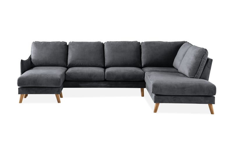 Trend Lyx U-soffa med Divan Vänster - Mörkgrå/Ek - U-soffa
