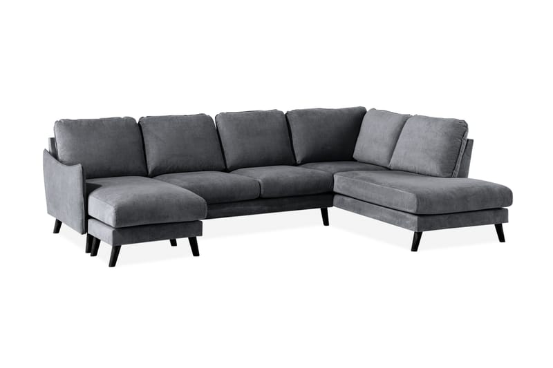 Trend Lyx U-soffa med Divan Vänster - Mörkgrå/Svart - U-soffa