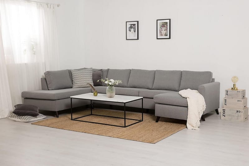 Zero U-soffa Large med Divan Höger - Ljusgrå - U-soffa