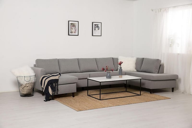 Zero U-soffa Large med Divan Vänster - Ljusgrå - U-soffa