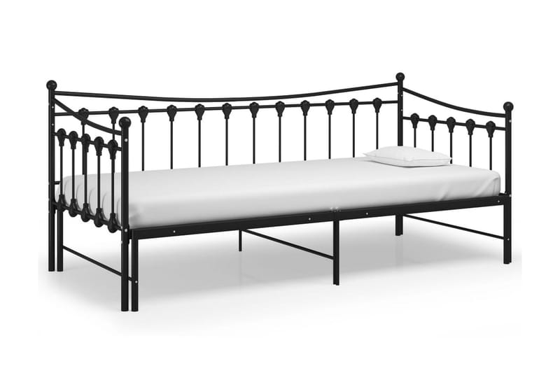 Utdragbar sängram bäddsoffa svart metall 90x200 cm - Svart - Möbler - Soffa - Bäddsoffa