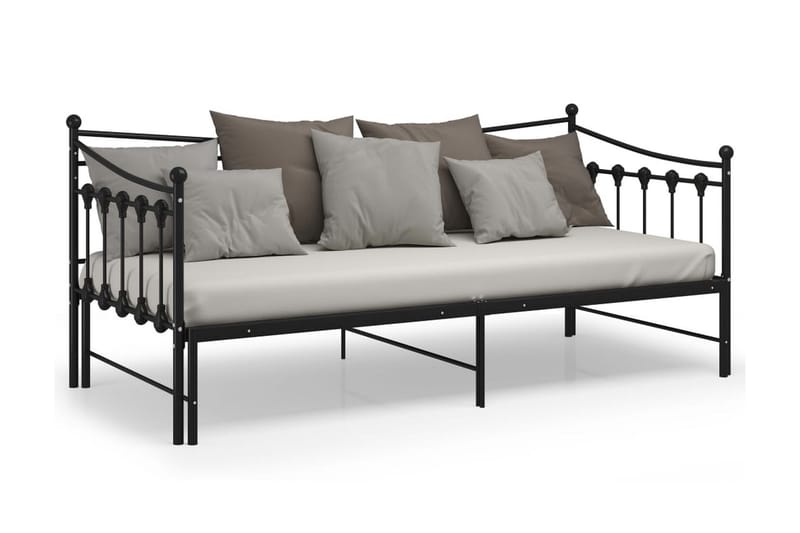 Utdragbar sängram bäddsoffa svart metall 90x200 cm - Svart - Möbler - Soffa - Bäddsoffa