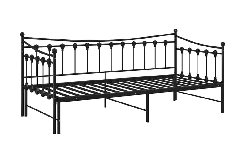Utdragbar sängram bäddsoffa svart metall 90x200 cm - Svart - Möbler - Soffa - Bäddsoffa