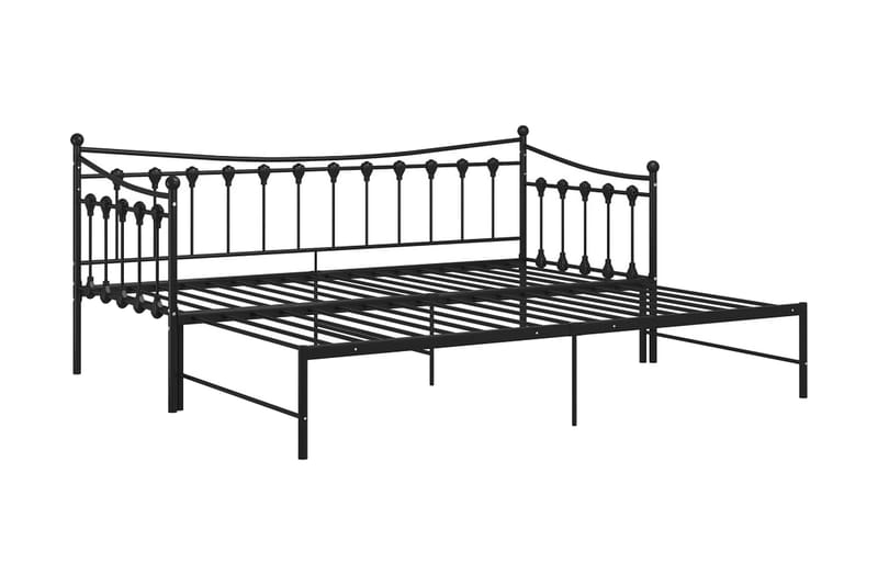 Utdragbar sängram bäddsoffa svart metall 90x200 cm - Svart - Möbler - Soffa - Bäddsoffa