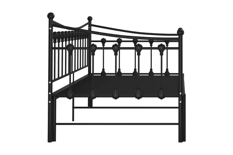 Utdragbar sängram bäddsoffa svart metall 90x200 cm - Svart - Möbler - Soffa - Bäddsoffa