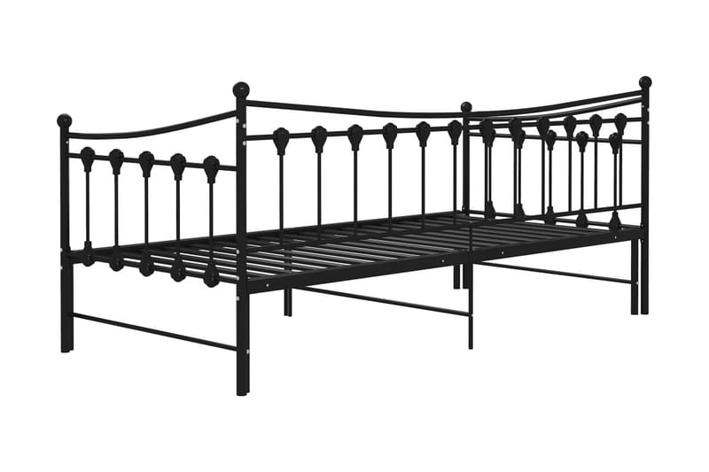 Utdragbar sängram bäddsoffa svart metall 90x200 cm - Svart - Möbler - Soffa - Bäddsoffa