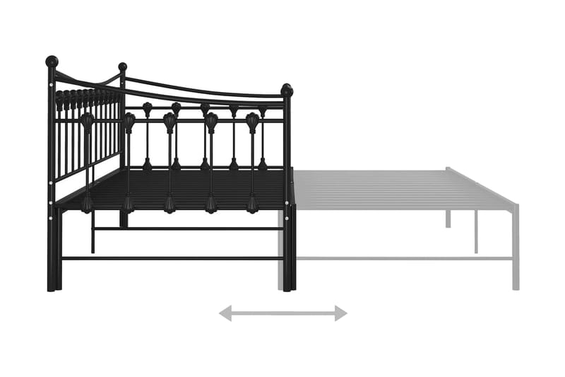 Utdragbar sängram bäddsoffa svart metall 90x200 cm - Svart - Möbler - Soffa - Bäddsoffa