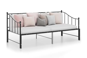 Utdragbar sängram bäddsoffa svart metall 90x200 cm