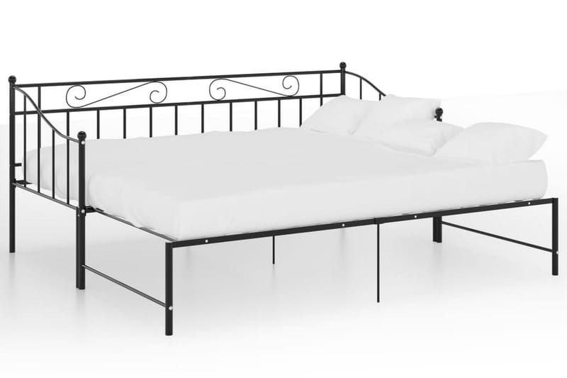 Utdragbar sängram bäddsoffa svart metall 90x200 cm - Svart - Bäddsoffa