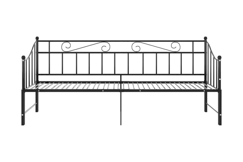 Utdragbar sängram bäddsoffa svart metall 90x200 cm - Svart - Bäddsoffa