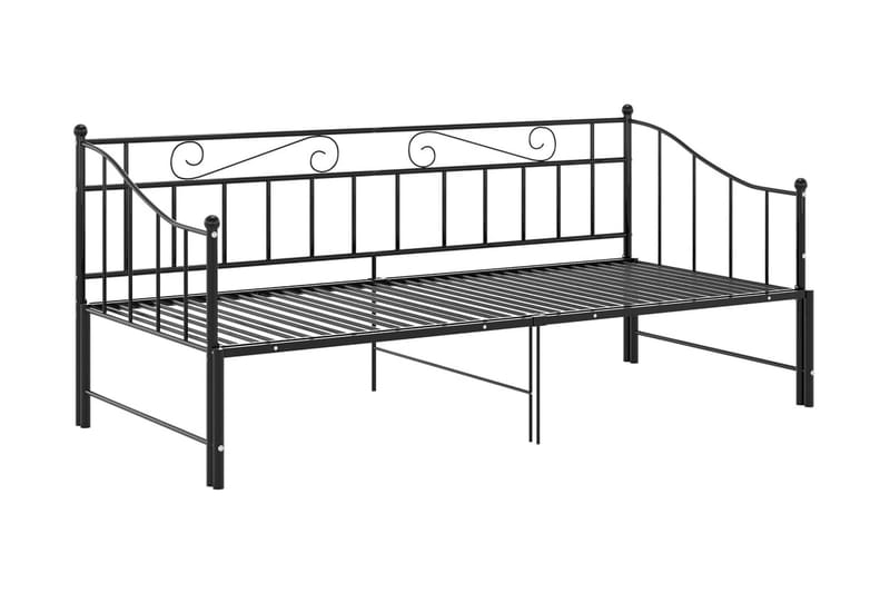 Utdragbar sängram bäddsoffa svart metall 90x200 cm - Svart - Bäddsoffa