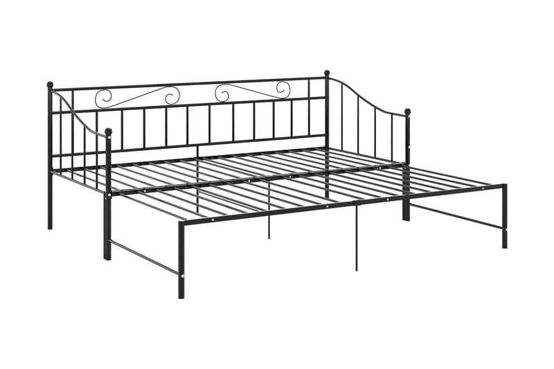 Utdragbar sängram bäddsoffa svart metall 90x200 cm - Svart - Bäddsoffa