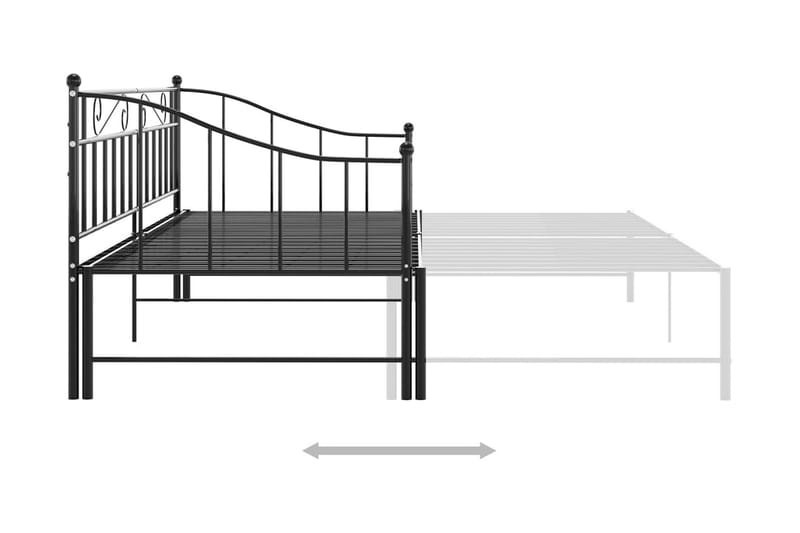 Utdragbar sängram bäddsoffa svart metall 90x200 cm - Svart - Bäddsoffa