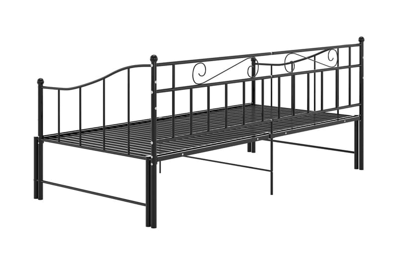 Utdragbar sängram bäddsoffa svart metall 90x200 cm - Svart - Bäddsoffa