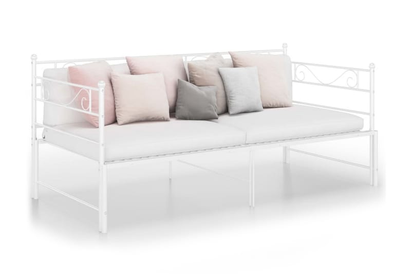 Utdragbar sängram bäddsoffa vit metall 90x200 cm - Vit - Bäddsoffa