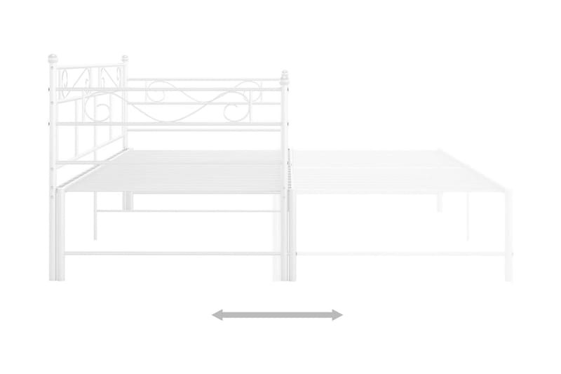 Utdragbar sängram bäddsoffa vit metall 90x200 cm - Vit - Bäddsoffa