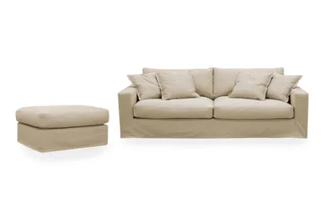 Valencia Extra Djup 3-sits soffa + fotpall med avtagbar och tvättbar klädsel