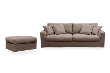 Valencia Extra Djup 3-sits soffa + fotpall med avtagbar och tvättbar klädsel