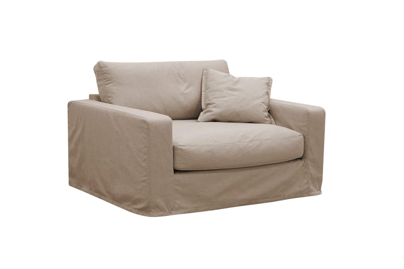 Valencia Extra Djup 3-sits soffa + fåtölj med avtagbar och tvättbar klädsel - Ljusbrun - Möbler - Soffa - Soffgrupp