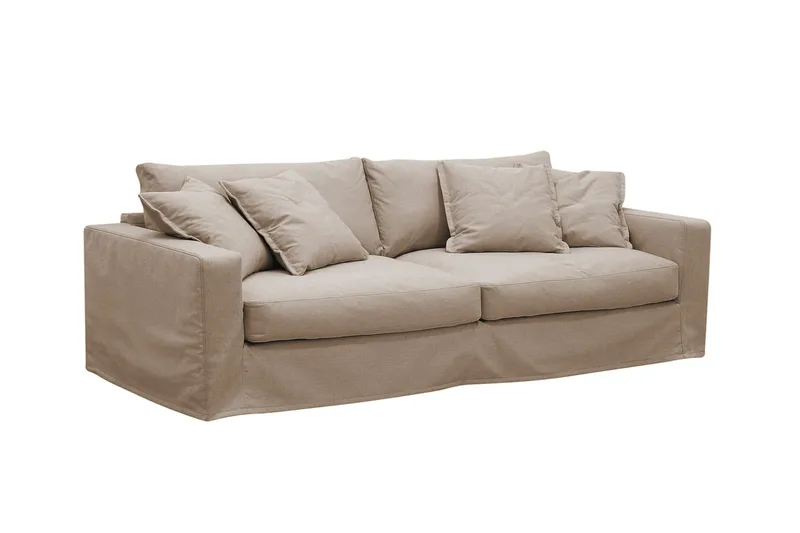 Valencia Extra Djup 3-sits soffa + fåtölj med avtagbar och tvättbar klädsel - Ljusbrun - Möbler - Soffa - Soffgrupp