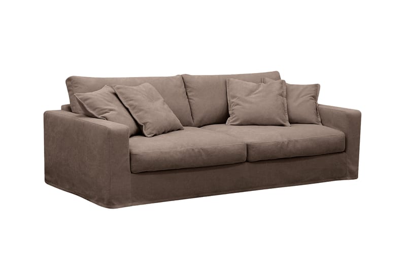 Valencia Extra Djup 3-sits soffa + fåtölj med avtagbar och tvättbar klädsel - Mörkbrun - Möbler - Soffa - Soffgrupp
