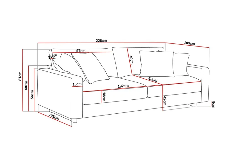 Valencia Extra Djup 3-sits Soffa i Chenille - Rostbrun - Möbler - Soffa - 3 sits soffa