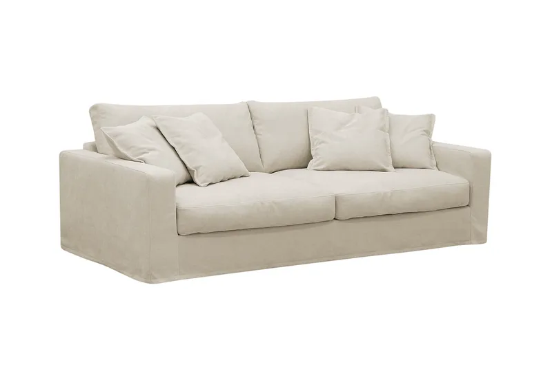 Valencia Extra Djup 3-sits Soffa med avtagbar och tvättbar klädsel - Beige - Möbler - Soffa - 3 sits soffa