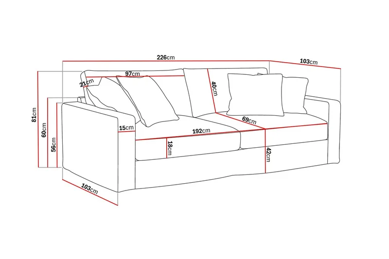 Valencia Extra Djup 3-sits Soffa med avtagbar och tvättbar klädsel - Brun - Möbler - Soffa - 3 sits soffa