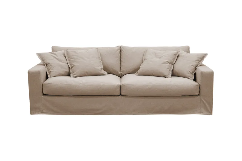 Valencia Extra Djup 3-sits Soffa med avtagbar och tvättbar klädsel - Ljusbrun - Möbler - Soffa - 3 sits soffa