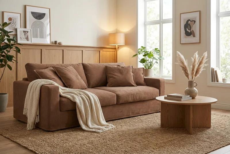 Valencia Extra Djup 3-sits Soffa med avtagbar och tvättbar klädsel - Rostbrun - Möbler - Soffa - 3 sits soffa