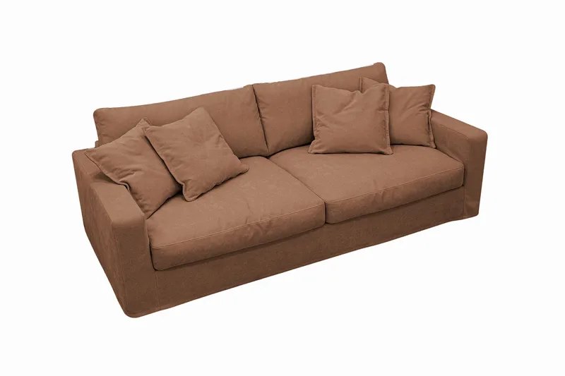 Valencia Extra Djup 3-sits Soffa med avtagbar och tvättbar klädsel - Rostbrun - Möbler - Soffa - 3 sits soffa
