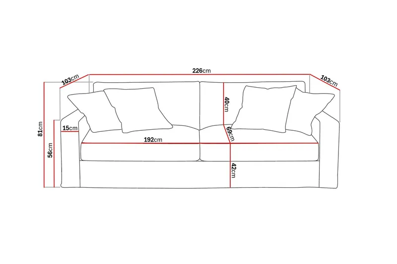 Valencia Extra Djup 3-sits Soffa med avtagbar och tvättbar klädsel - Rostbrun - Möbler - Soffa - 3 sits soffa
