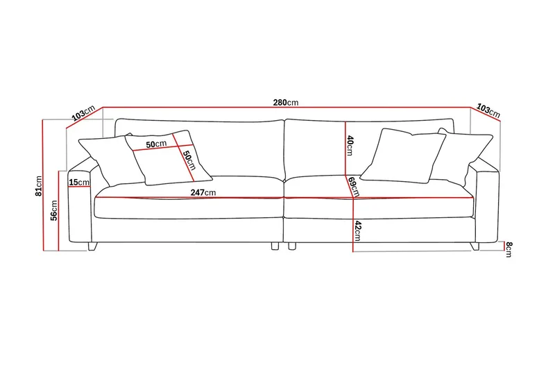 Valencia Extra Djup 4-sits Soffa i Chenille - Brun - Möbler - Soffa - 4 sits soffa