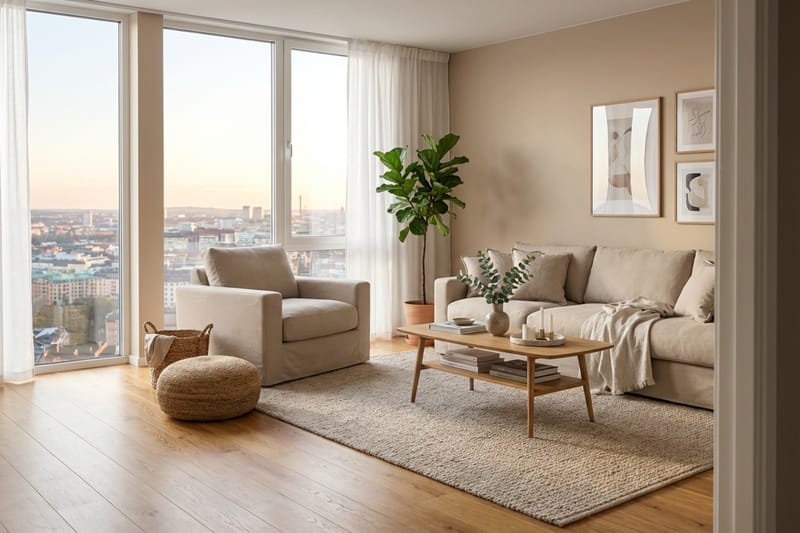 Valencia Extra Djup 5-sits soffa + fåtölj med avtagbar och tvättbar klädsel - Ljusbrun - Möbler - Soffa - Soffgrupp