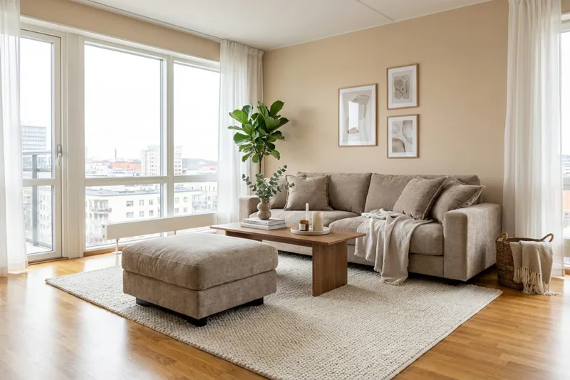 Valencia Soffgrupp Extra Djup 3-sits Soffa + Fotpall i Chenille - Brun - Möbler - Soffa - Hörnsoffa