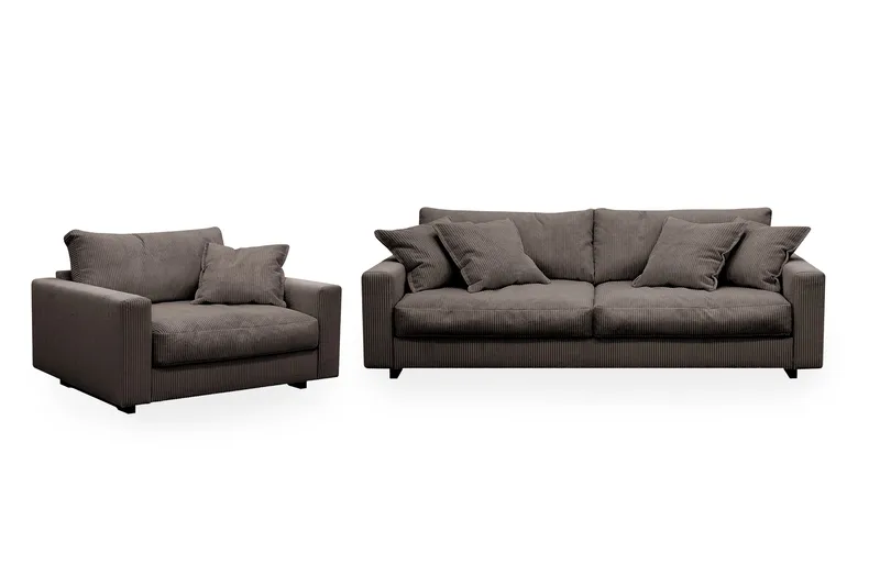 Valencia Soffgrupp Extra Djup 3-sits Soffa + Fåtölj - Brun - Möbler - Soffa - Soffgrupp