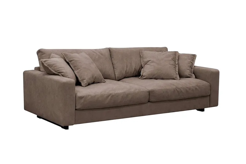 Valencia Soffgrupp Extra Djup 3-sits Soffa + Fåtölj i Chenille - Mörkbrun - Möbler - Soffa - Soffgrupp