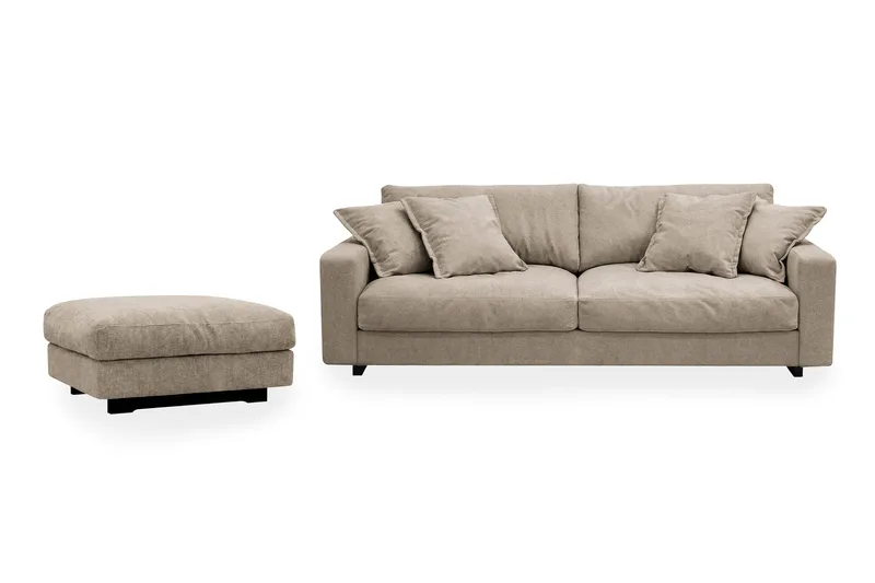 Valencia Soffgrupp Extra Djup 3-sits Soffa + Fotpall i Chenille, Brun