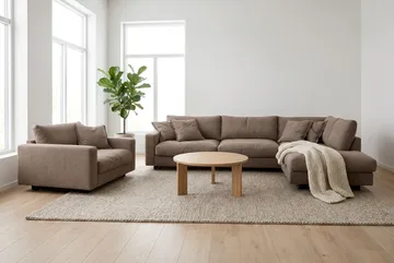 Valencia Soffgrupp Extra Djup 4-sits Schäslong Höger + Fåtölj - Mörkbrun - Möbler - Soffa - Soffgrupp